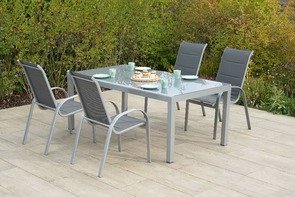 Merxx Amalfi Set 5tlg. Tisch 190 x 100 cm Halbrundprofil Rabatte dieses Monats