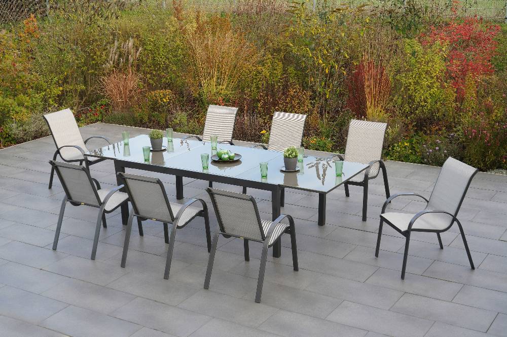 Merxx Amalfi Set 9tlg. Semi-Ausziehtisch 200/300 x 100 cm Begrenzte Freigabe