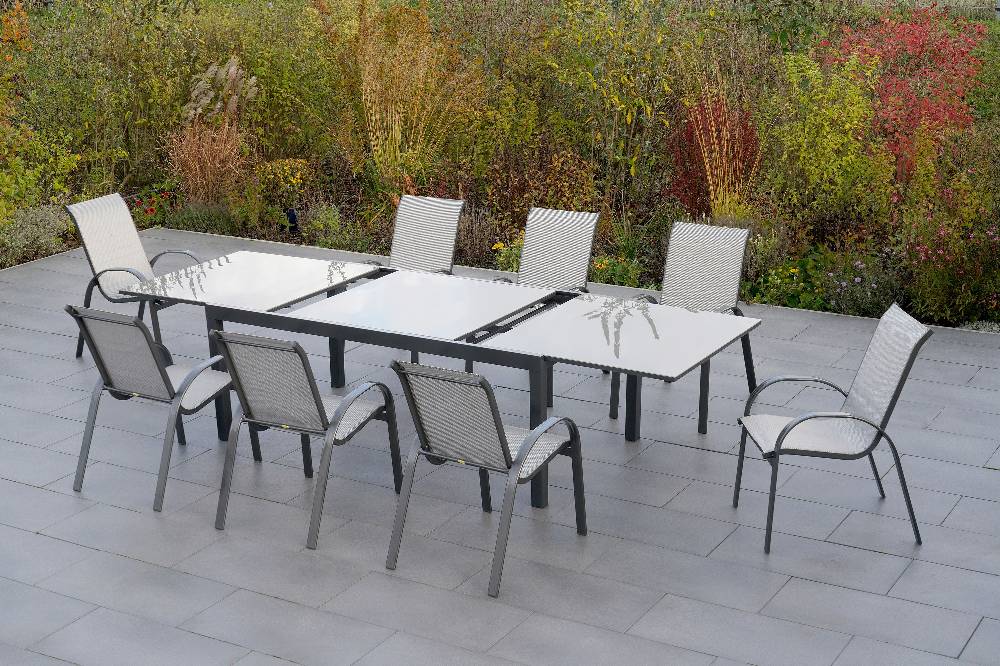 Merxx Amalfi Set 9tlg. Semi-Ausziehtisch 200/300 x 100 cm Begrenzte Freigabe