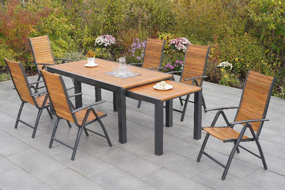 Merxx Santorin Set 7tlg. Flex-Ausziehtisch 180/300 x 100 cm Bis zu 50% Rabatt
