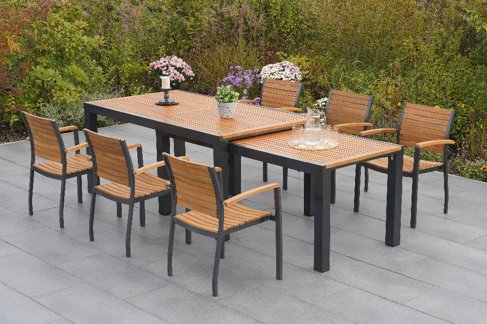 Merxx Santorin Set 7tlg. Flex-Ausziehtisch 180/300 x 100 cm Sonderangebot der Fabrik