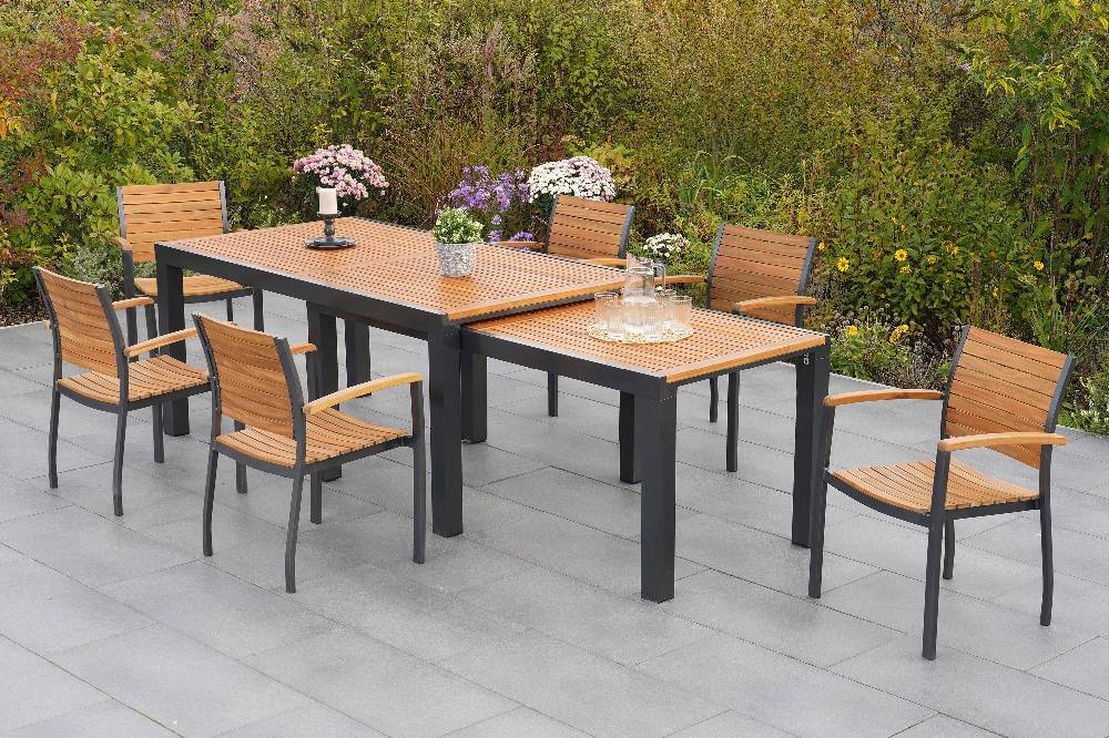 Merxx Santorin Set 7tlg. Flex-Ausziehtisch 180/300 x 100 cm Sonderangebot der Fabrik