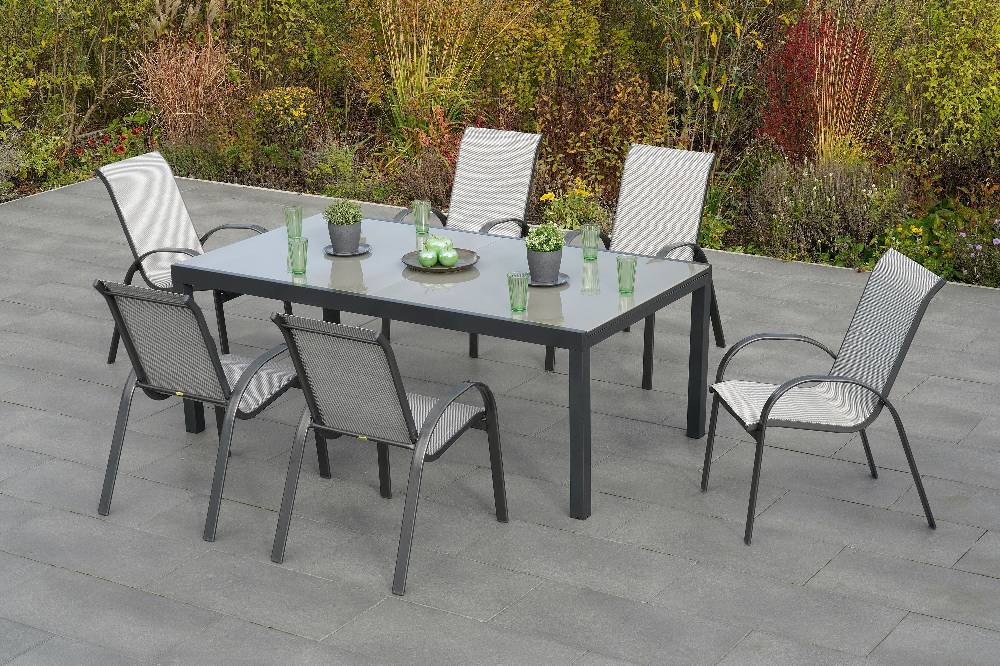 Merxx Amalfi Set 7tlg. Semi-Ausziehtisch 200/300 x 110 cm Kostenloser Versand international