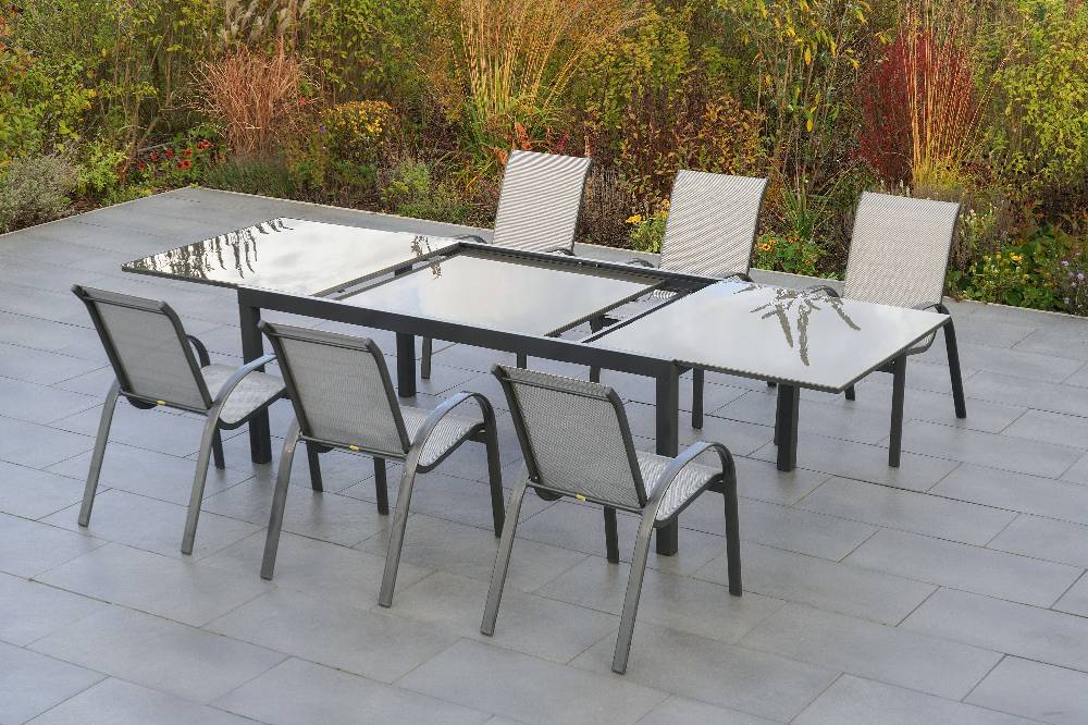 Merxx Amalfi Set 7tlg. Semi-Ausziehtisch 200/300 x 110 cm Kostenloser Versand international