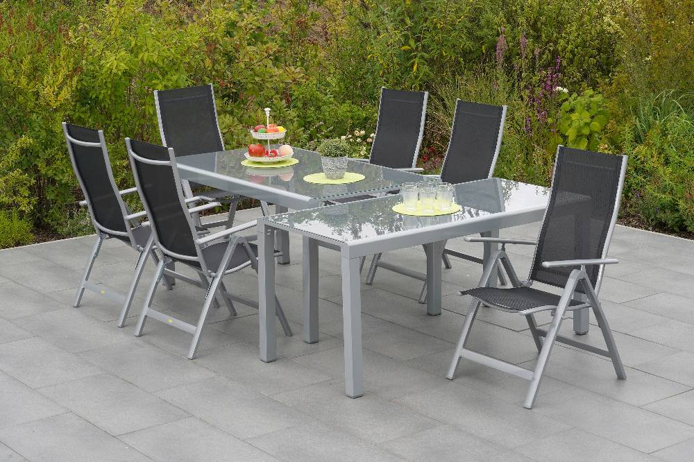Merxx Carrara Set 7tlg. Tisch 190 x 100 cm Halbrundprofil 50% Rabatt für begrenzte Zeit