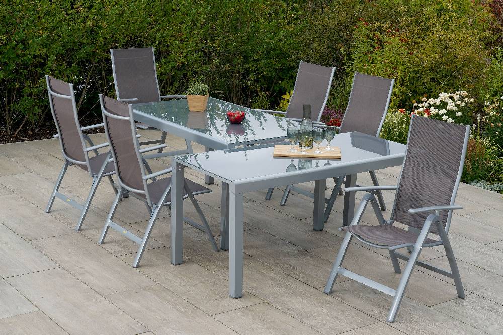 Merxx Carrara Set 7tlg. Tisch 190 x 100 cm Halbrundprofil Rabatte dieses Monats