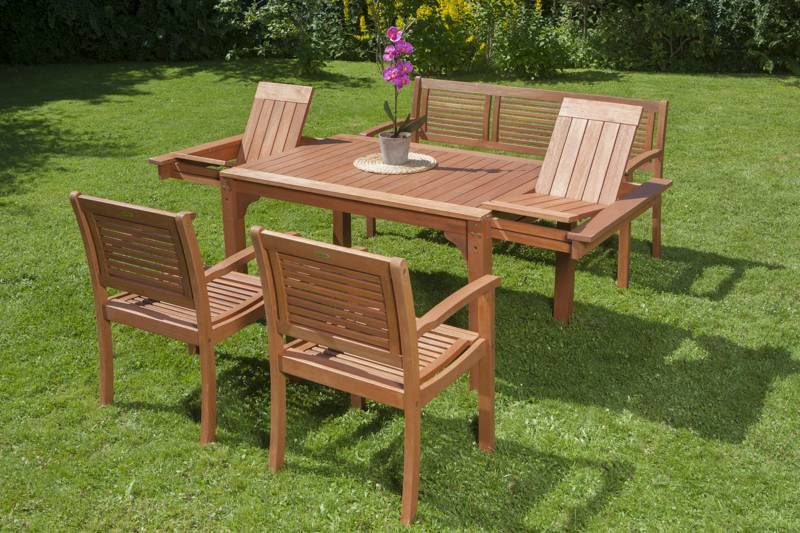 Merxx Cordoba Set 4tlg. Doppelausziehtisch 150/220 x 90 cm Sonderangebot der Fabrik