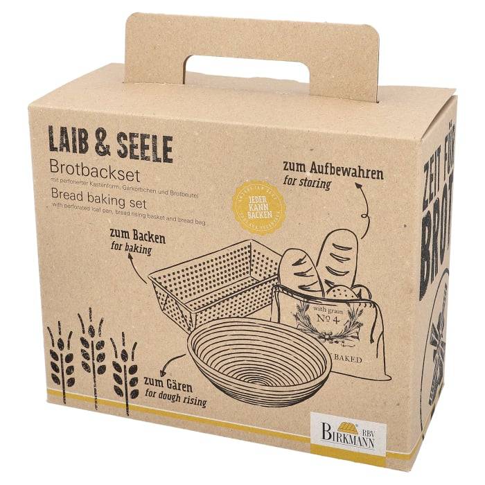 Rbv Birkmann BROTBACK-SET 3-TEILIG KASTENFORM | GÄRKÖRBCHEN; BROTBEUTEL LAIB & SEELE Jubiläumsangebot