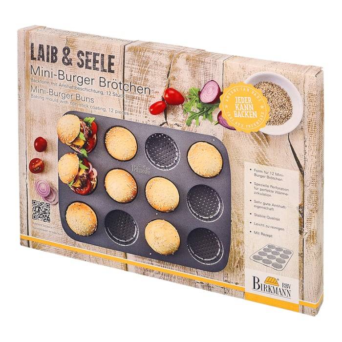 Rbv Birkmann Mini-Burger Brötchenblech Perforiert | für 12 Stück Laib & Seele