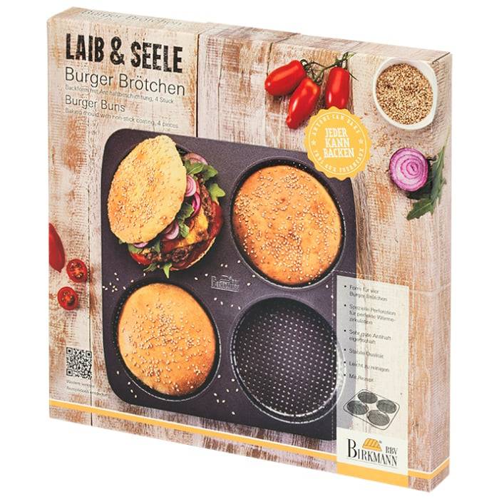 Rbv Birkmann Burger Brötchenblech Perforiert | für 4 Stück Laib & Seele