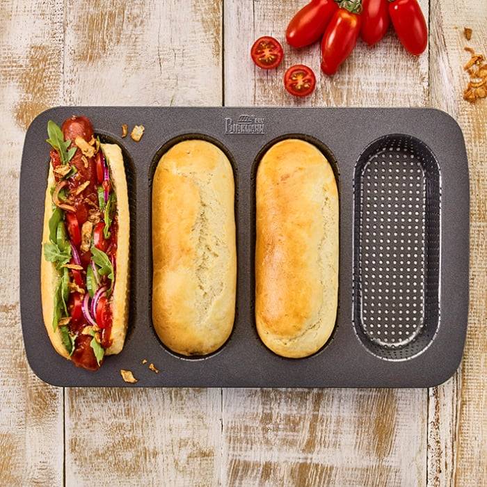 Rbv Birkmann Hot Dog Brötchenblech perforiert | für 4 Stück Laib & Seele Exklusive Angebote