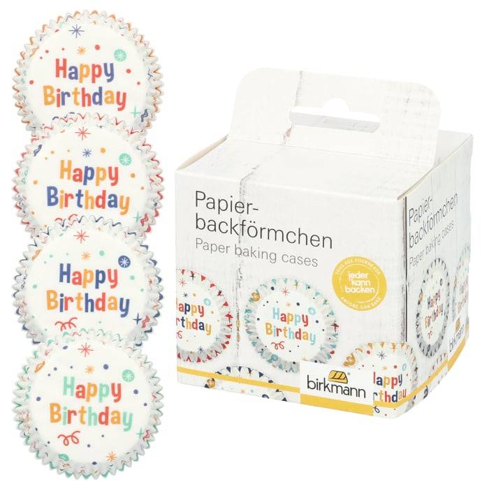 Rbv Birkmann PAPIERBACKFÖRMCHEN HAPPY BIRTHDAY | Ø 7 CM | 3 CM HOCH im Angebot