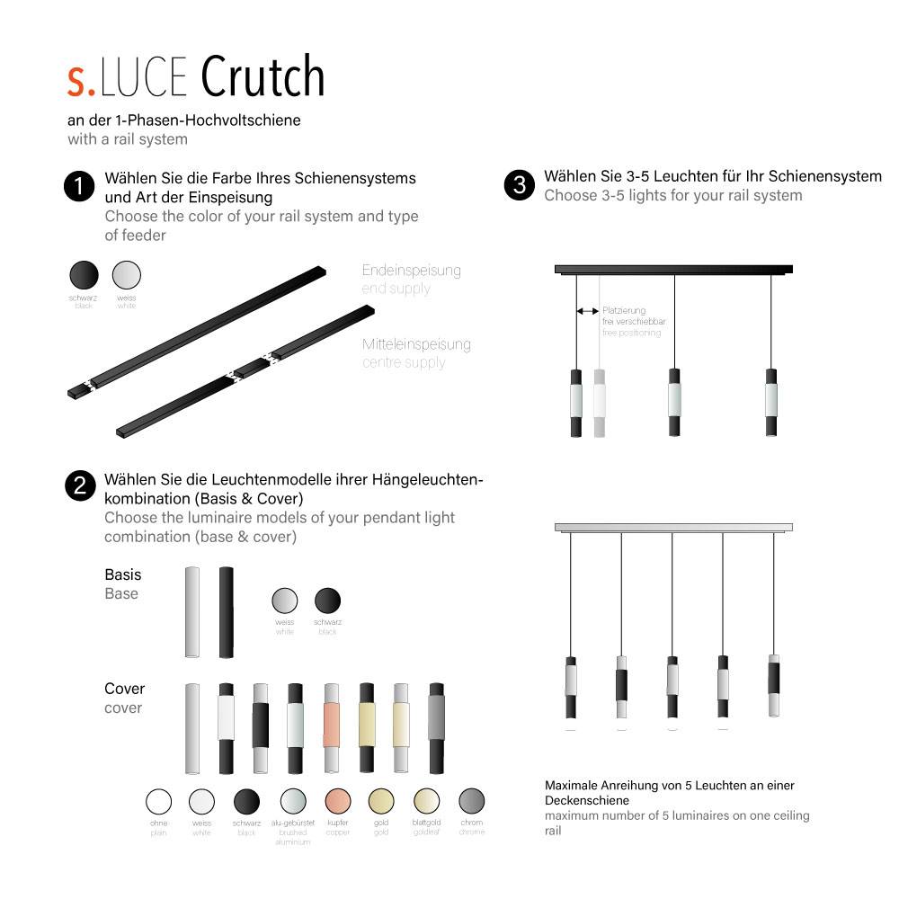 S.Luce s.luce Crutch Hängelampe inkl. 1-Phasen-Schienensystem Wochenangebot