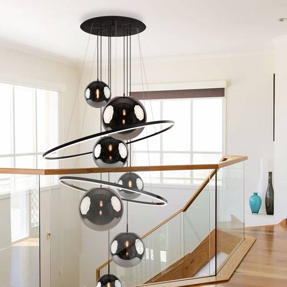S.Luce s.luce Galaxy XXL LED Galerielampe Ringleuchte mit Glaskugeln Black Friday Preise