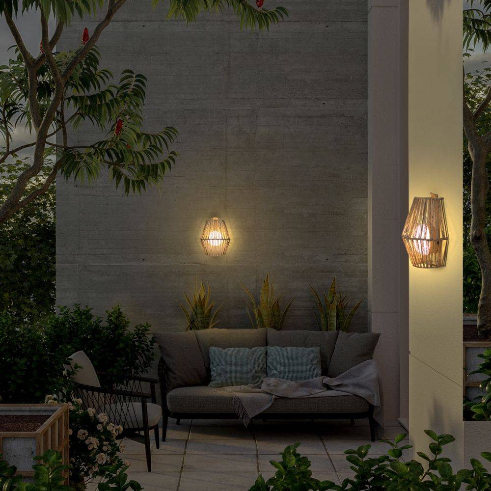 S.Luce Sisine Boho-Style LED Seegras Akku-Außenwandlampe Nur noch ein Tag übrig