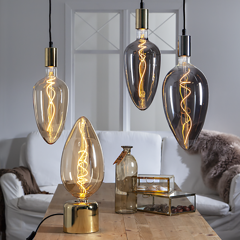 S.Luce E27 LED Vintage XXL Extra Warmweiß Rauchglas 30cm Saisonschlussverkauf