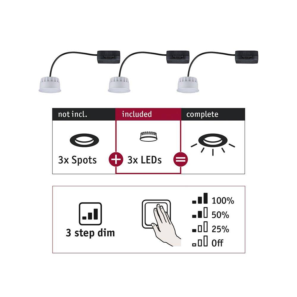 S.Luce LED Modul Choose 3er-Set Rund mit 3-Stufen-Dimmer 2700K Cyber Monday