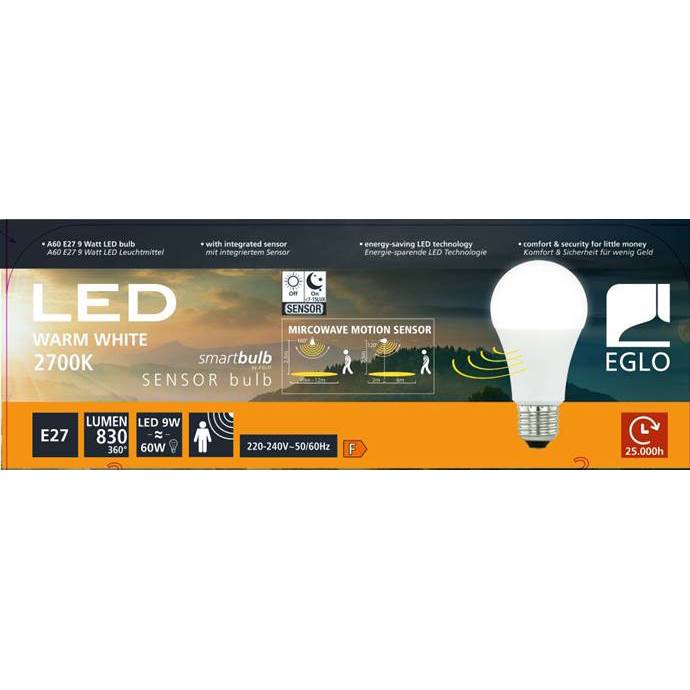 S.Luce E27 Sensor LED Warmweiß 2700K 830lm 9W inkl. Bewegungsmelder Vatertagsangebot