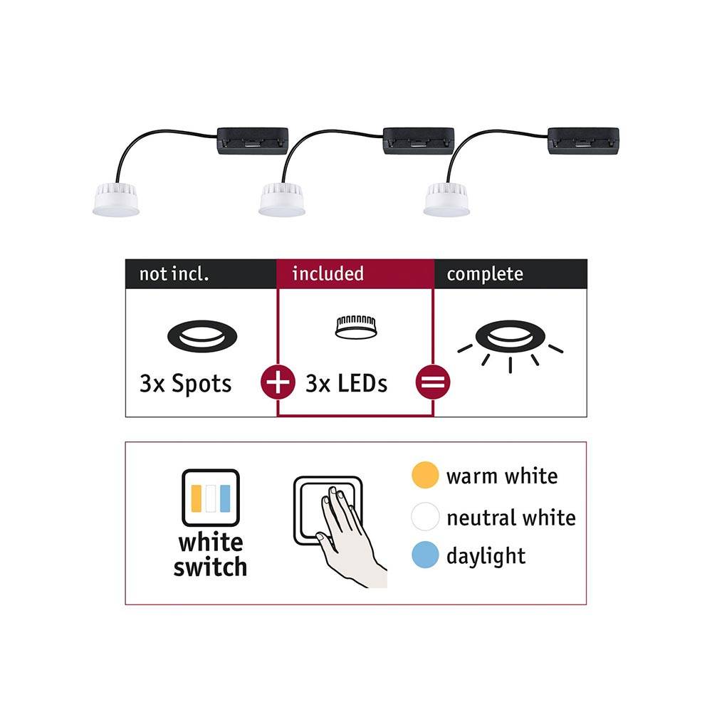 S.Luce LED Modul Choose 3er-Set Weiß CCT-Switch 2700-6500K Große Rabatte