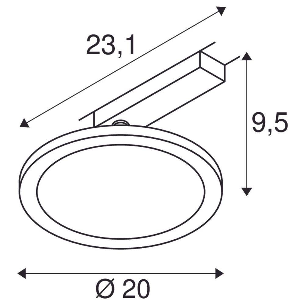 S.Luce SLV Panel LED Spot Schwarz Track Round Ø 20cm 1-Phasen Discount Store für neue Produkte