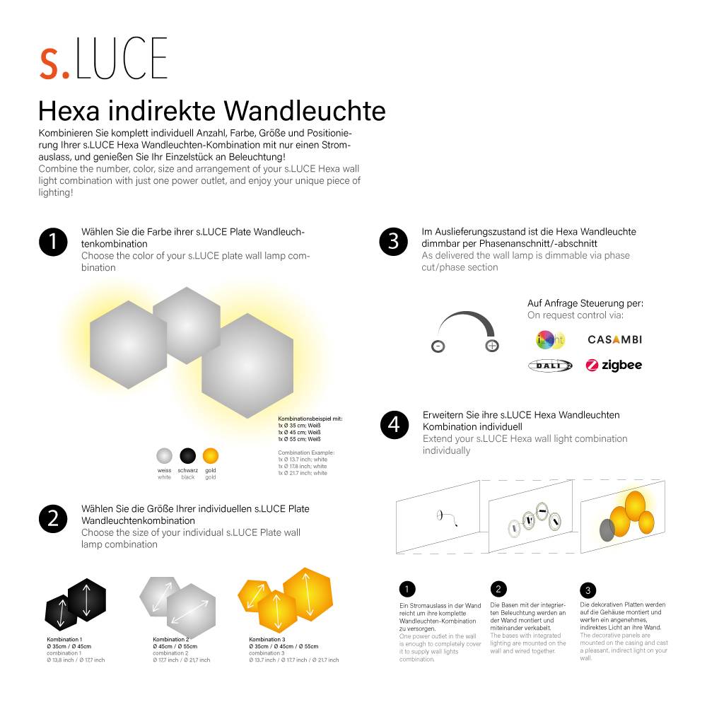 S.Luce s.luce Hive indirekte LED Wandleuchte Kombination Lagerräumung