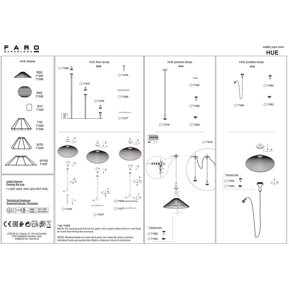 S.Luce Outdoor Lampenschirm R55 für Hue Structure Stehlampe Bestseller
