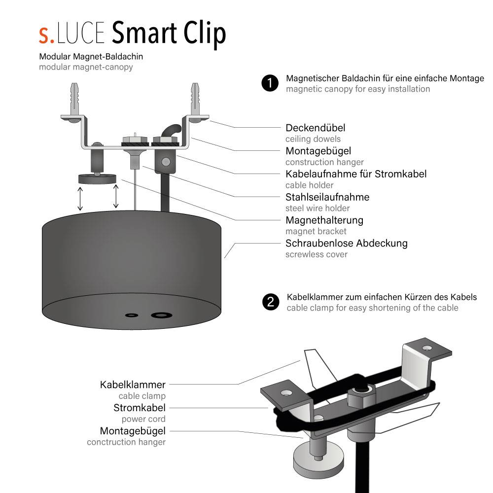 S.Luce s.luce Modular Smart Clip Magnet Baldachin Kostenlose Rückgabe