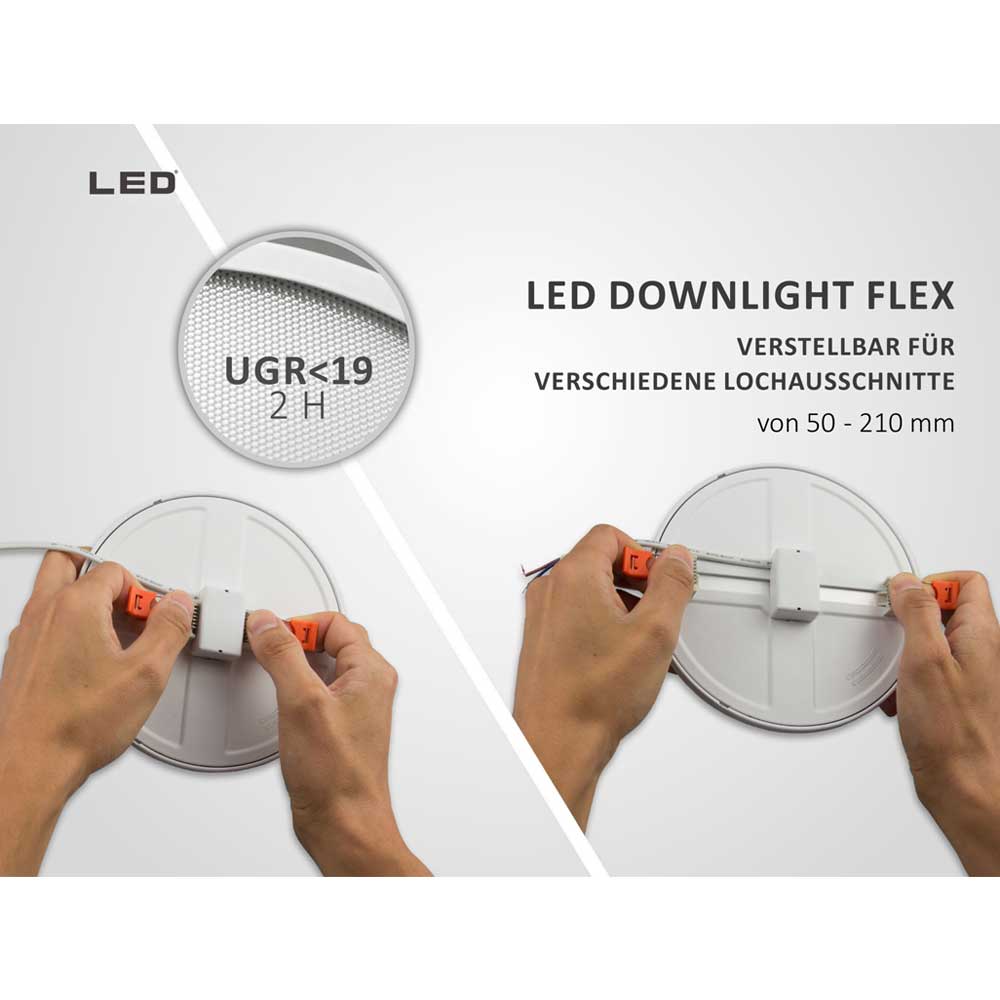 S.Luce Einbau LED-Panel Ø 23cm Flex 23W Ausschnitt 5-21cm Neutralweiß Begrenzt auf 3 Tage