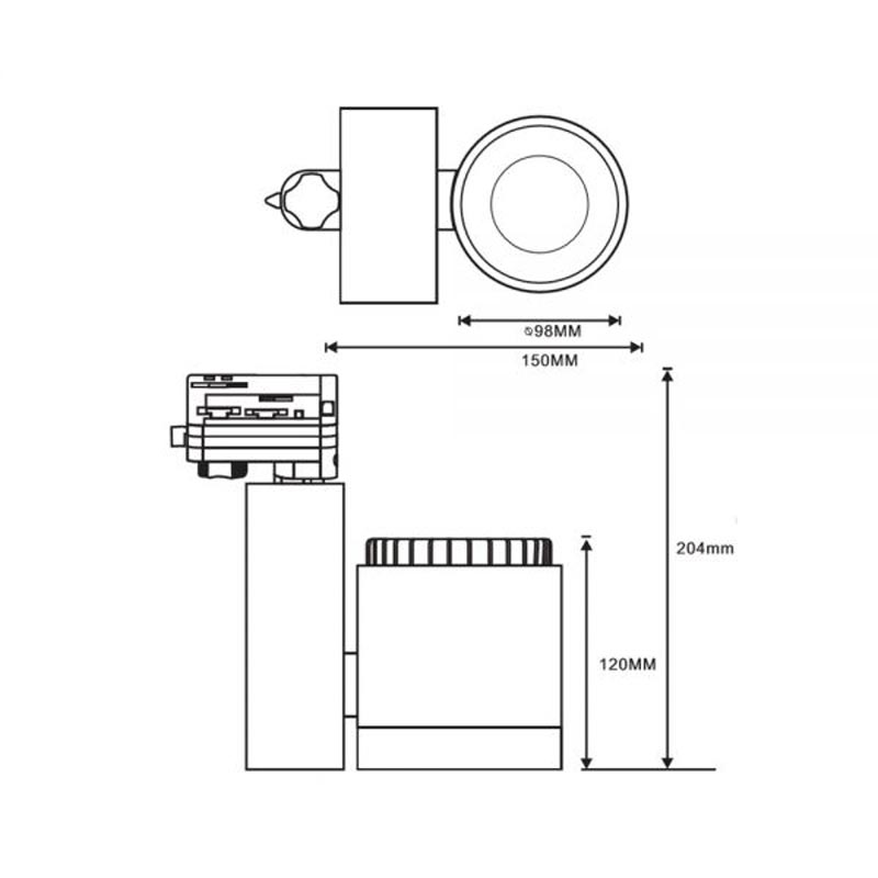 S.Luce 3-Phasen Power-LED Strahler 3000lm 4000K fokussierbar Schwarz Dimmbar Im Verkauf