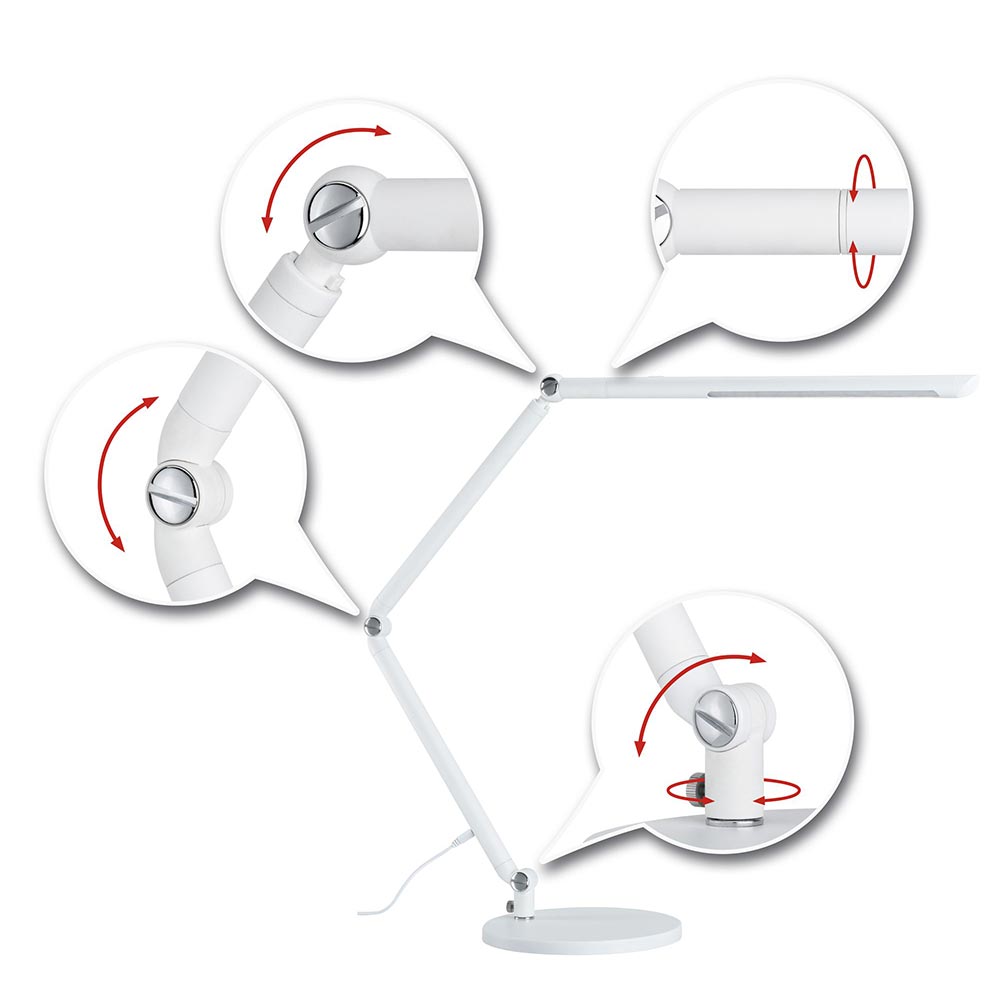 S.Luce LED Schreibtischleuchte FlexBar Weiß mit 3-Stufen-Dimmer 50% Rabatt für begrenzte Zeit