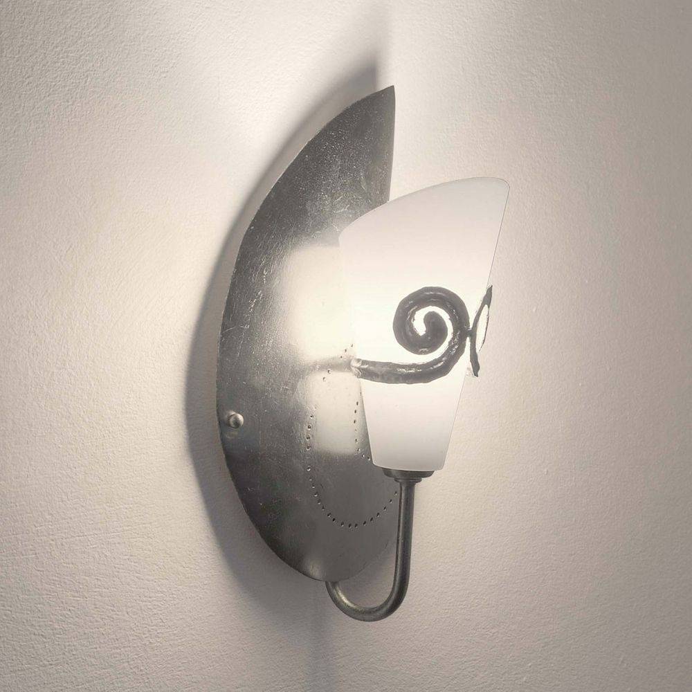 S.Luce Wandleuchte Doppione Links Eisen-Glas Silber Sonderangebot der Fabrik