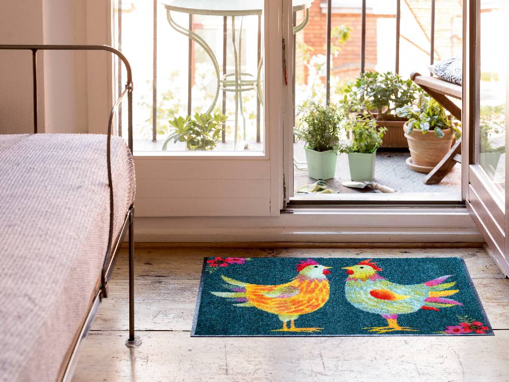 Salonloewe Rainbow Chicken petrol Fußmatte Fabrikverkauf