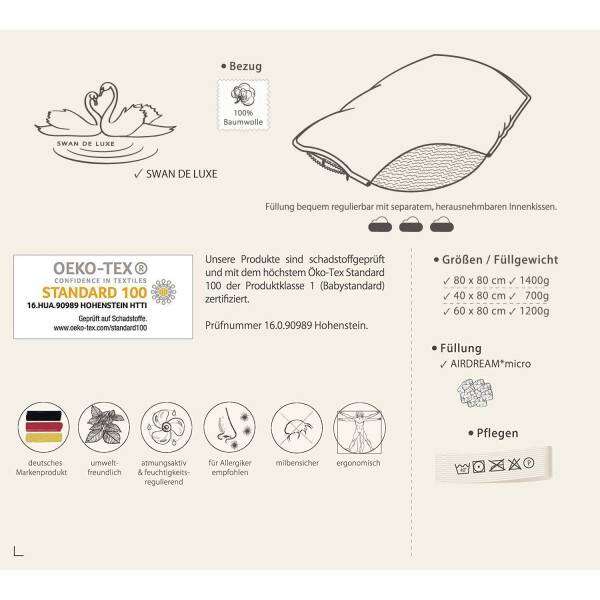 Sei Design DeLuxe SWAN-SET: Bettdecke Winter 2X 135x200 + 2x 80x80 Kopfkissen Zeitlich begrenztes Angebot