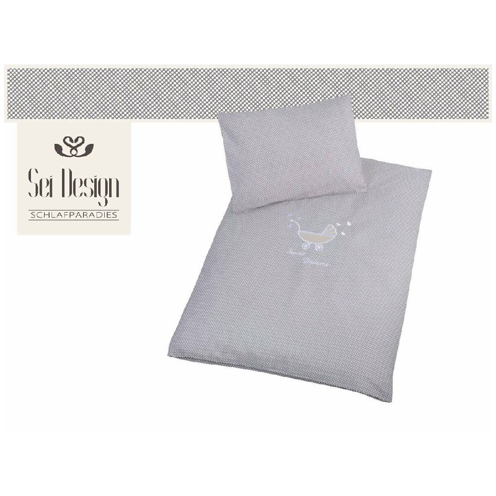 Sei Design 2 Tlg. Babybettwäsche, Pünktchen Taupe