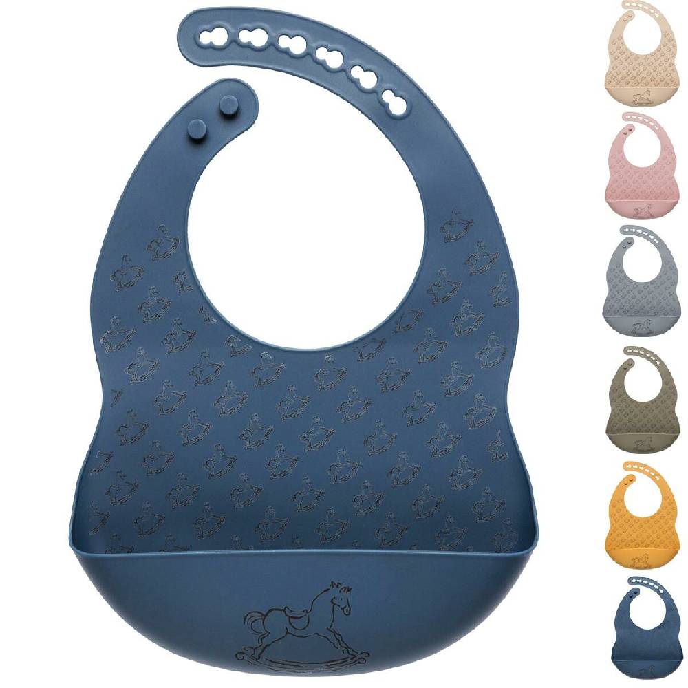 Sei Design Baby Silikon Lätzchen mit Auffangschale Dark Denim