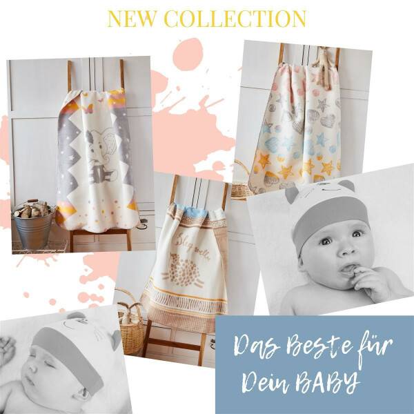 Sei Design Babydecke Kuscheldecke 90 x120 Baumwollmischung, niedliches Babydesign Elefant Nur für heute