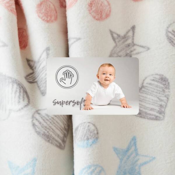 Sei Design Babydecke Kuscheldecke 90 x120 Baumwollmischung, niedliches Babydesign Herzchen Sonderangebot der Fabrik