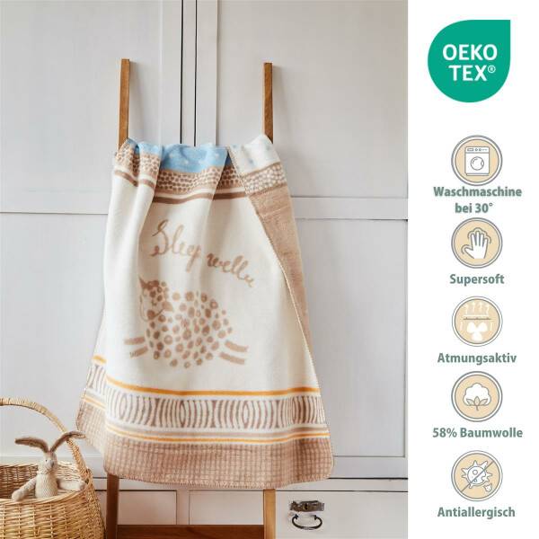 Sei Design Babydecke Kuscheldecke 90 x120 Baumwollmischung, niedliches Babydesign Schäfchen Vierteljährliche Förderung