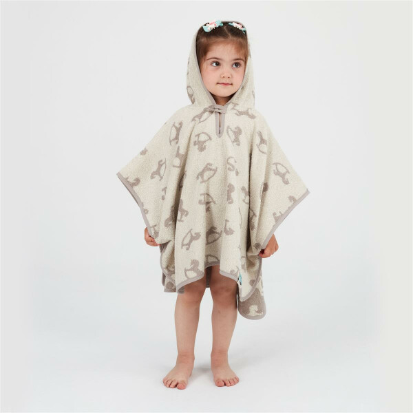 Sei Design Frottee Bade-Poncho mit Kapuze | 100% BIO Baumwolle | organic Kapuzenbadetuch | 3+ Monate bis 3 Jahre Schauckelpferd Nur noch ein Tag übrig