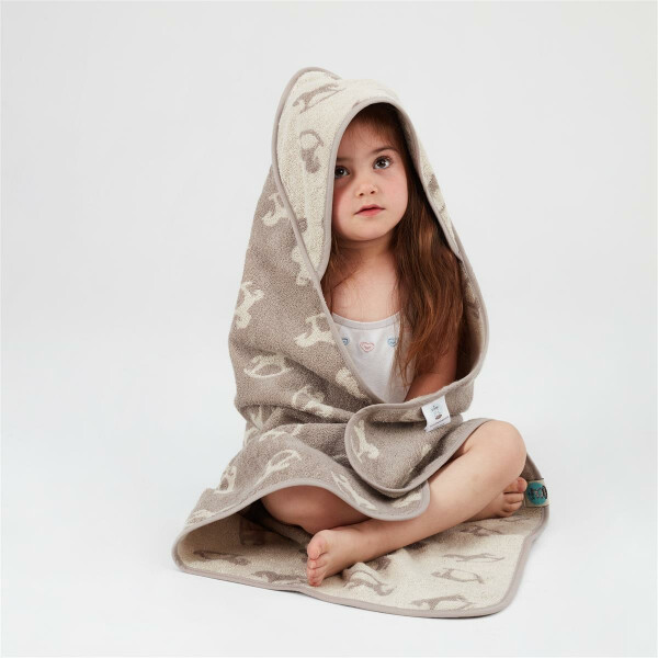 Sei Design Frottee Kapuzentuch | 100% BIO Baumwolle | 0+ bis 5 Jahre | Kapuzenhandtuch 80x80 Schauckelpferd Taupe Speichern exportieren