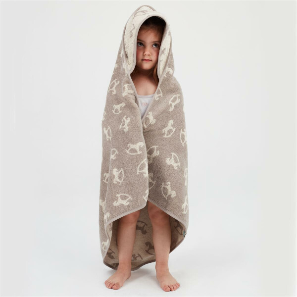 Sei Design Frottee Kapuzentuch | 100% BIO Baumwolle | 0+ bis 5 Jahre | Kapuzenhandtuch 80x80 Schauckelpferd Taupe Speichern exportieren