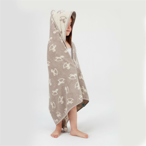Sei Design Frottee Kapuzentuch | 100% BIO Baumwolle | 0+ bis 5 Jahre | Kapuzenhandtuch 80x80 Schauckelpferd Taupe Speichern exportieren