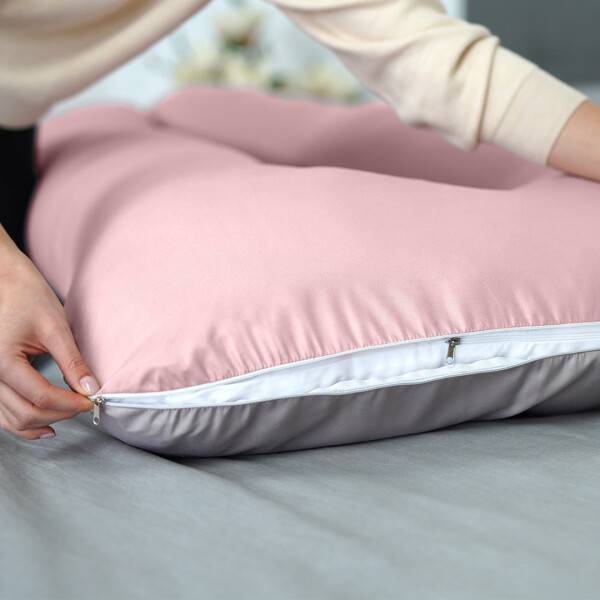 Sei Design Bezug Schwangerschaftskissen Seitenschläferkissen Lagerungskissen Bodypillow | gepolstert und gesteppt mit Reißverschluss waschbar 140 x 75 x 20 cm Mikrofaser puder-taupe Im Verkauf