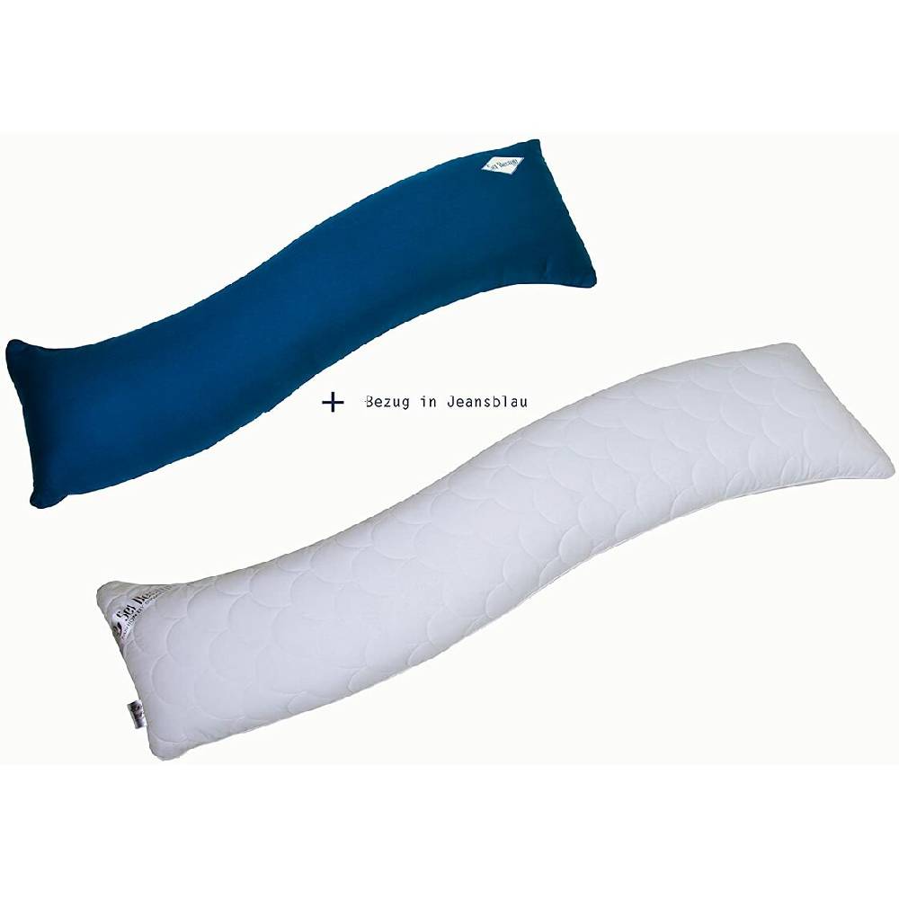 Sei Design Seitenschläferkissen 40x130 + Bezug jeansblau