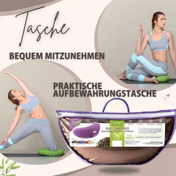 Sei Design Halbmond Yogakissen | Meditationskissen mit Buchweizenschalen-Füllung Beige Limitierter Zeitrabatt