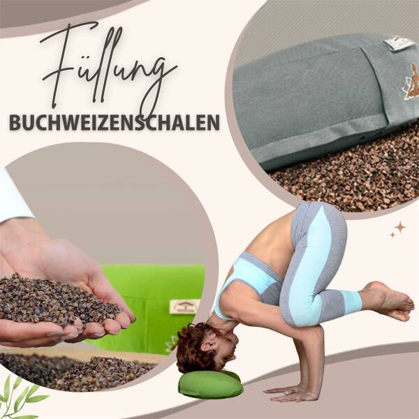 Sei Design Halbmond Yogakissen | Meditationskissen mit Buchweizenschalen-Füllung Grün Sonderangebot