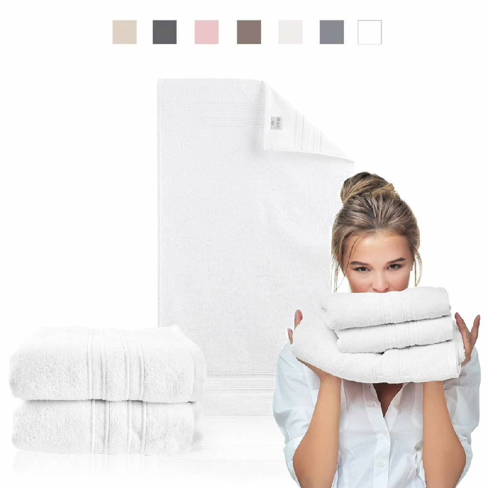 Sei Design Doppelpack Handtücher 70x140 | Luxus Frottee AQUA FIBRO | 100% Baumwolle Weiß