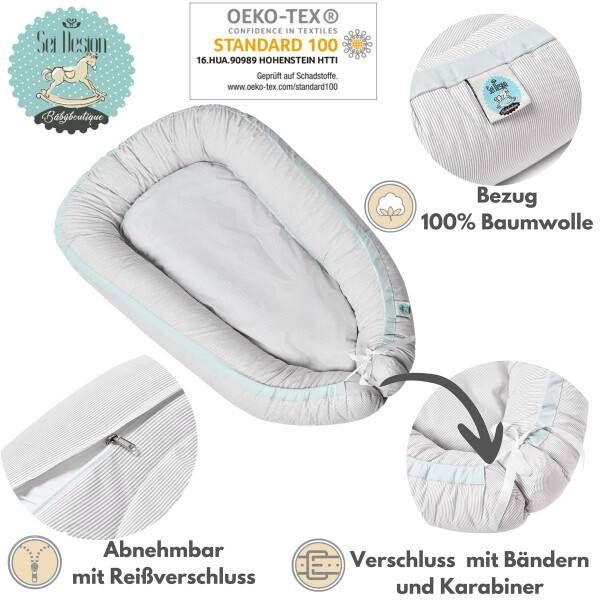 Sei Design Sei Design Babynestchen 88x60x12 Sreifen Kostenloser Versand international