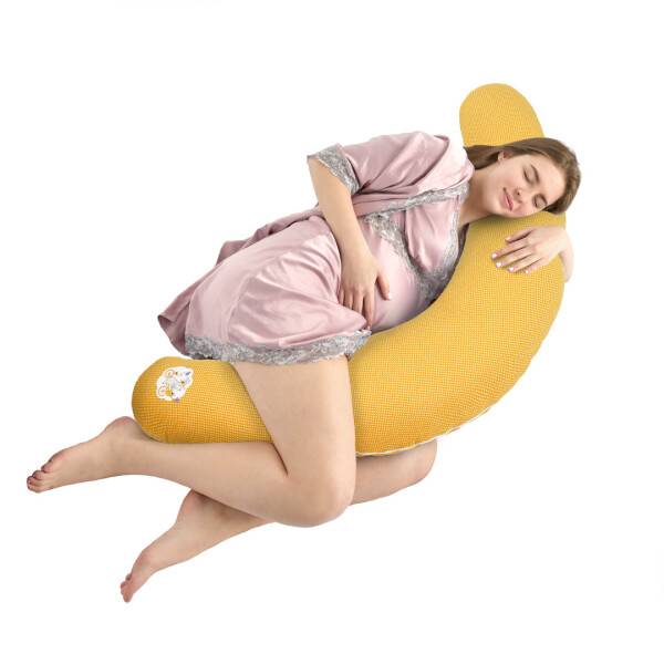 Sei Design SET Stillkissen 170x30 + 1x Extra Bezug | Füllung EPS Mikroperlen | Gelb Hase auf Fahrrad Begrenzt auf 3 Tage