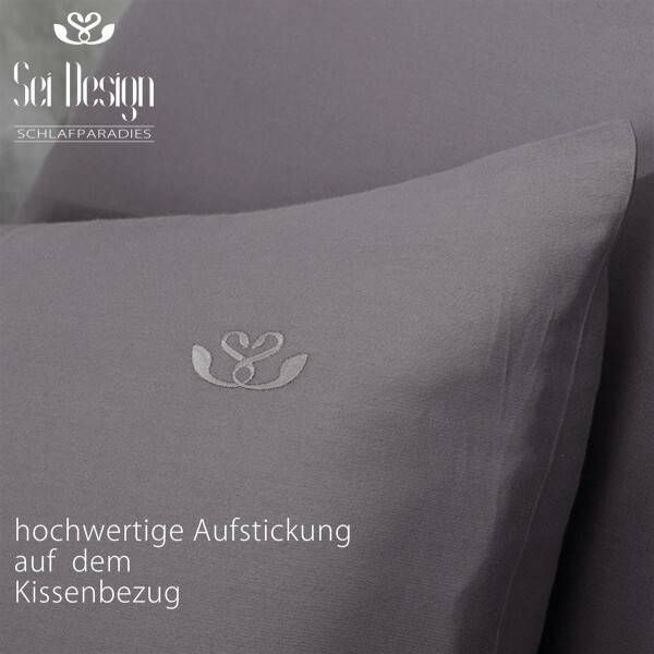 Sei Design Sei Design Bettset 200x200 + 2 Stk. 80x80 aus 100% Mako Satin Baumwolle Lilac-Grey Fabrik Onlineshop